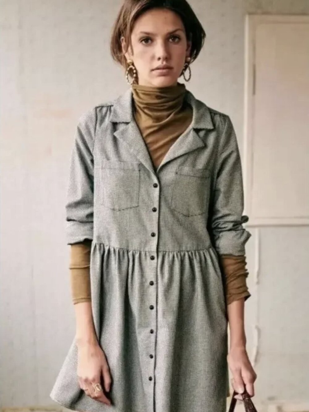 Sezane Aurora Dress Pied De Poule - Size 34